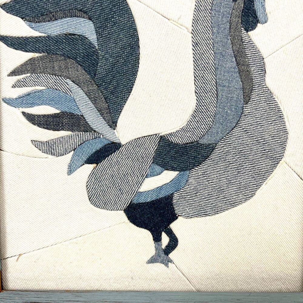 Handmade Rooster Fabric Collage Framed Artwork Patchwork - Picture 5 of 16